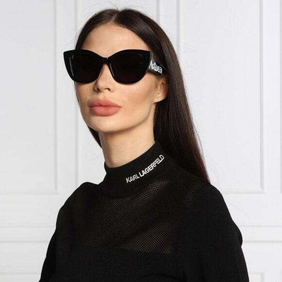 Alexander McQueen AM0347S 001 Sunglasses Black Cat Eye Frame, Grey Lenses - Picture 6 of 10